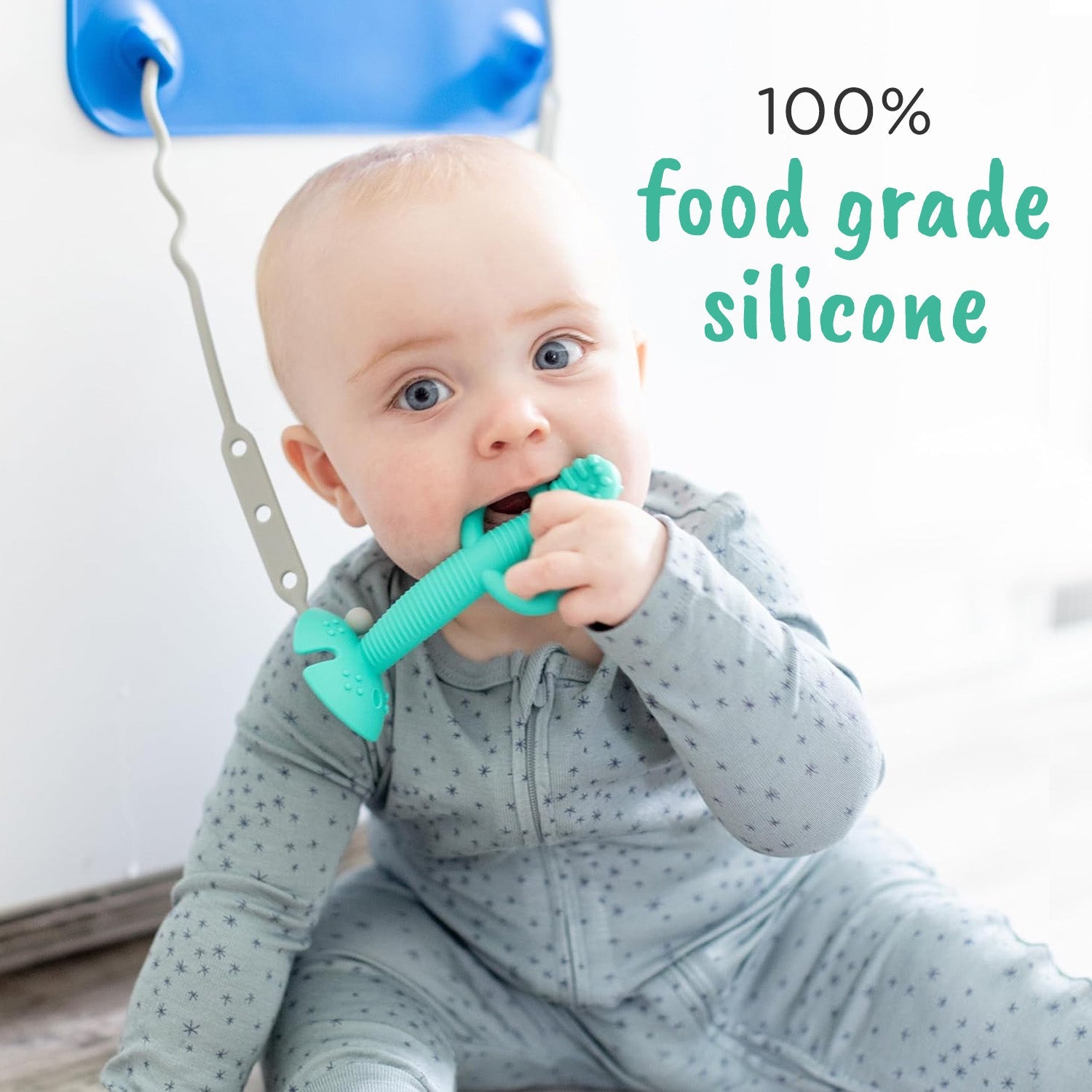 2-in-1 Teether & Training Spoon BLUE