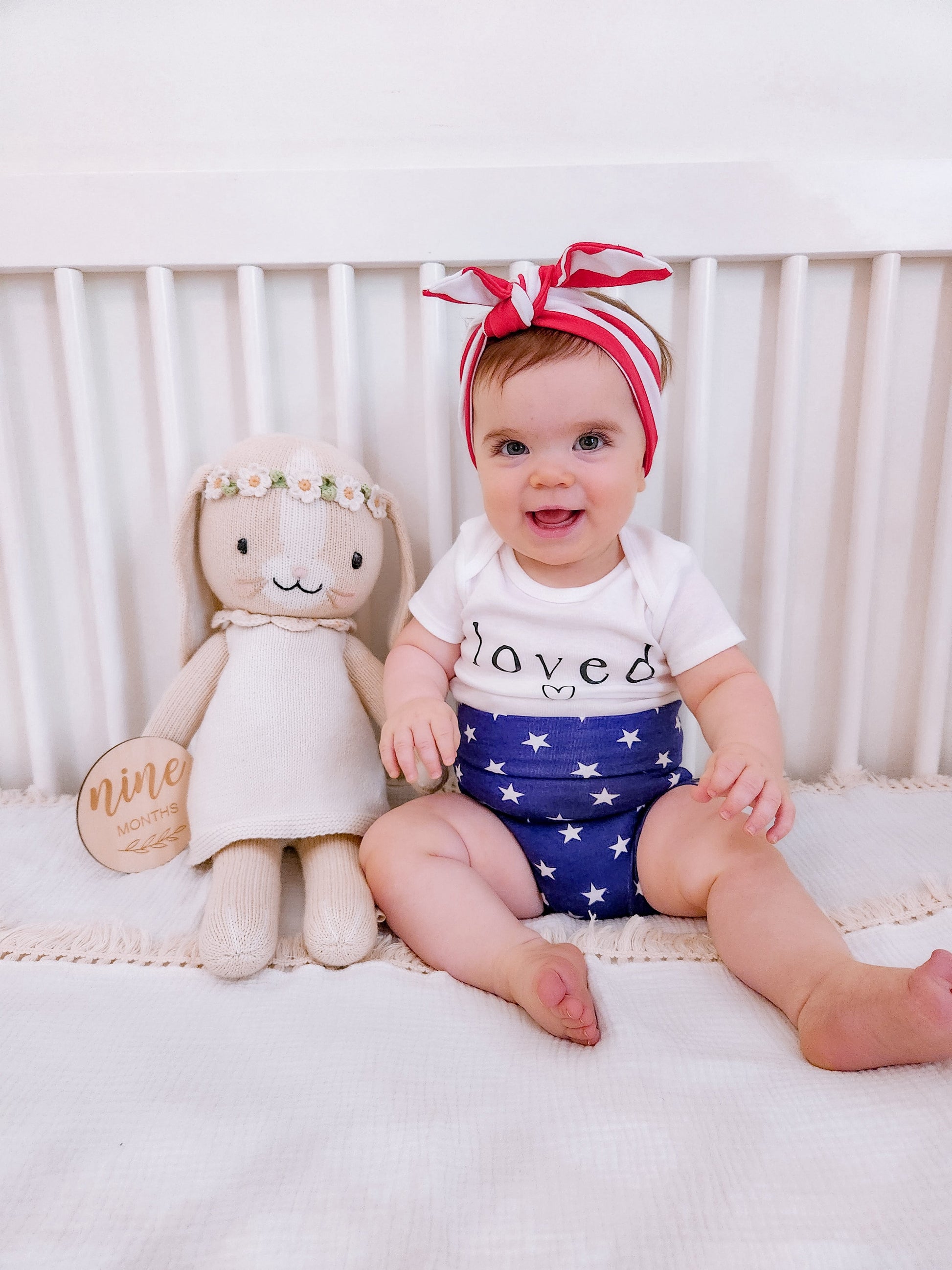 Navy Stars Bummies with Red/White Stripe Headband Set