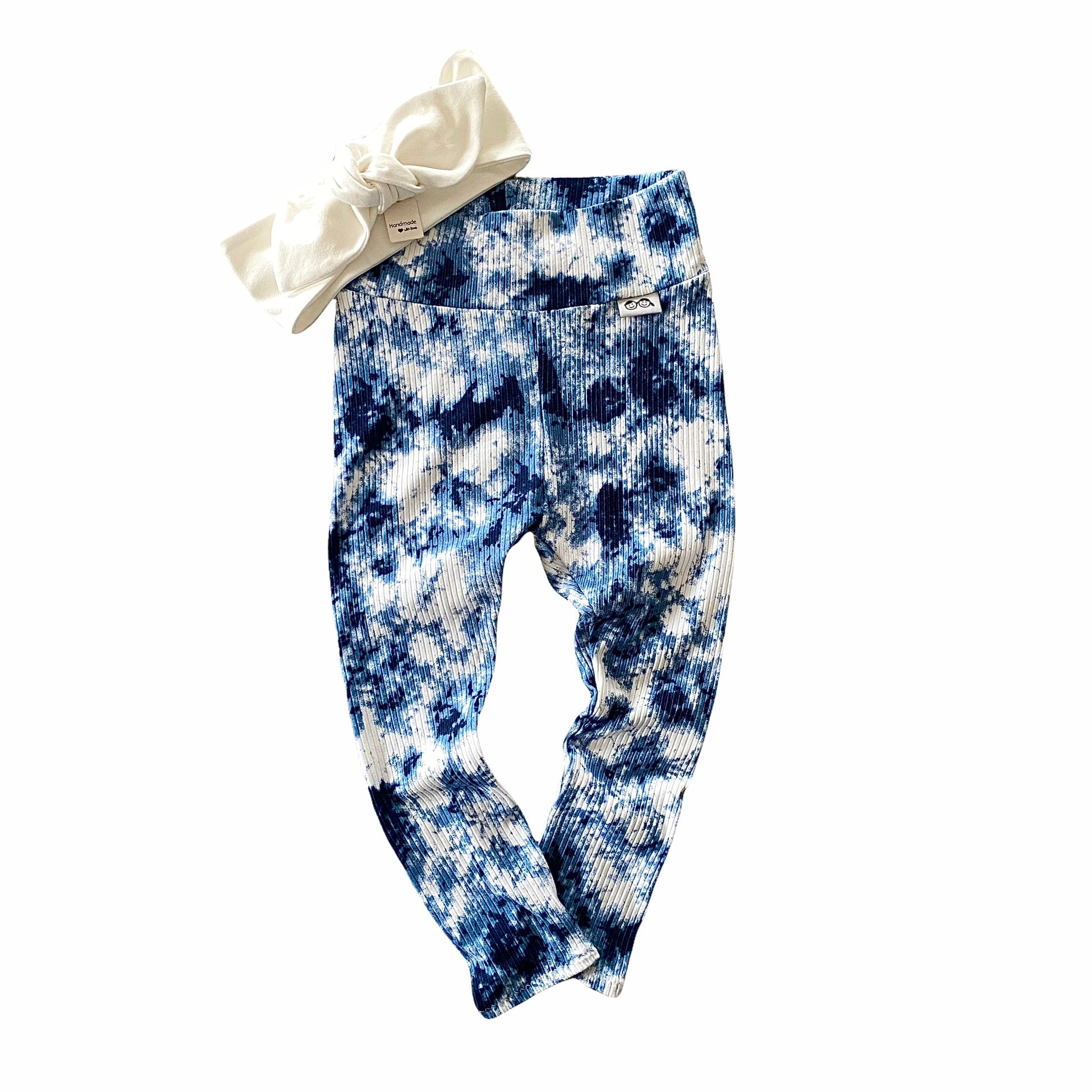 Denim Tie Dye Leggings with White Headband