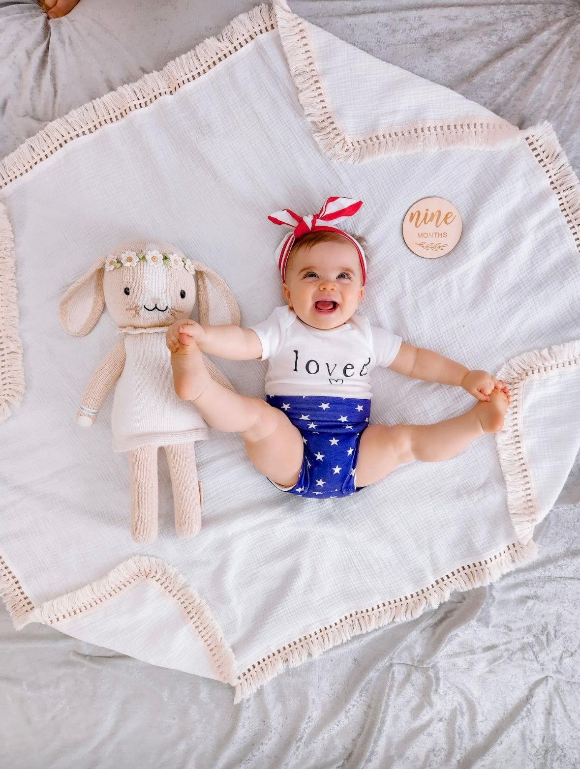 Navy Stars Bummies with Red/White Stripe Headband Set