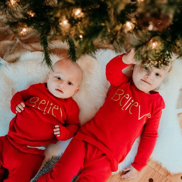 Believe Christmas Kids Pajamas (Red)