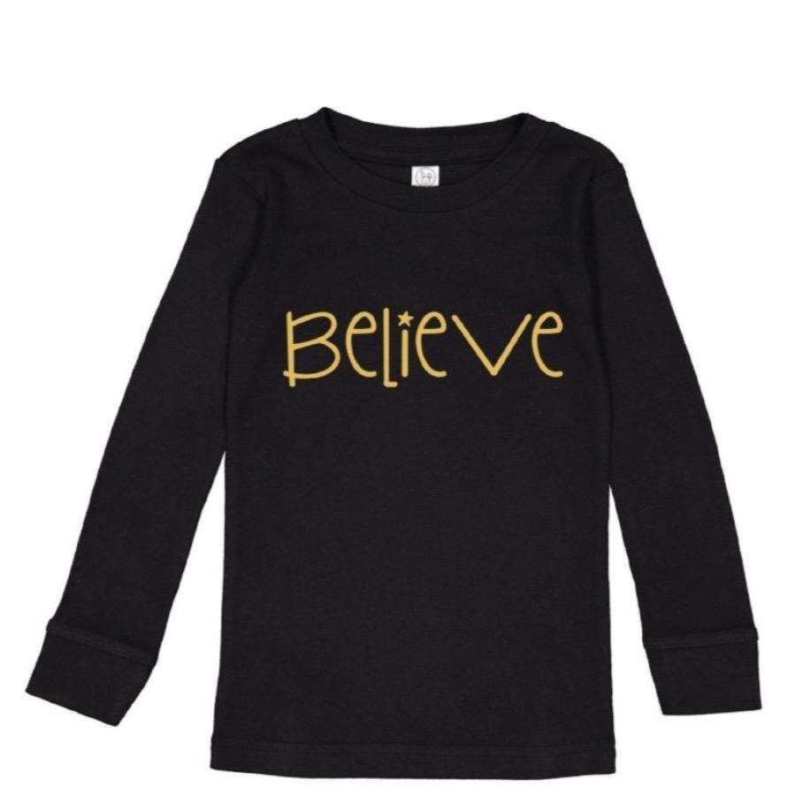 Believe Christmas Kids Pajamas (Black)
